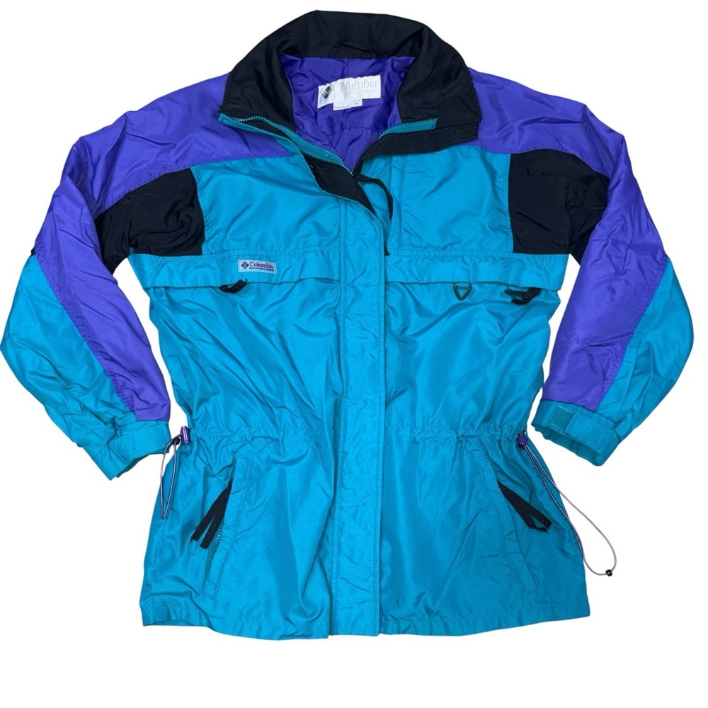 Columbia Sportswear Jacket Womens Medium Teal Purple Black Windbreaker